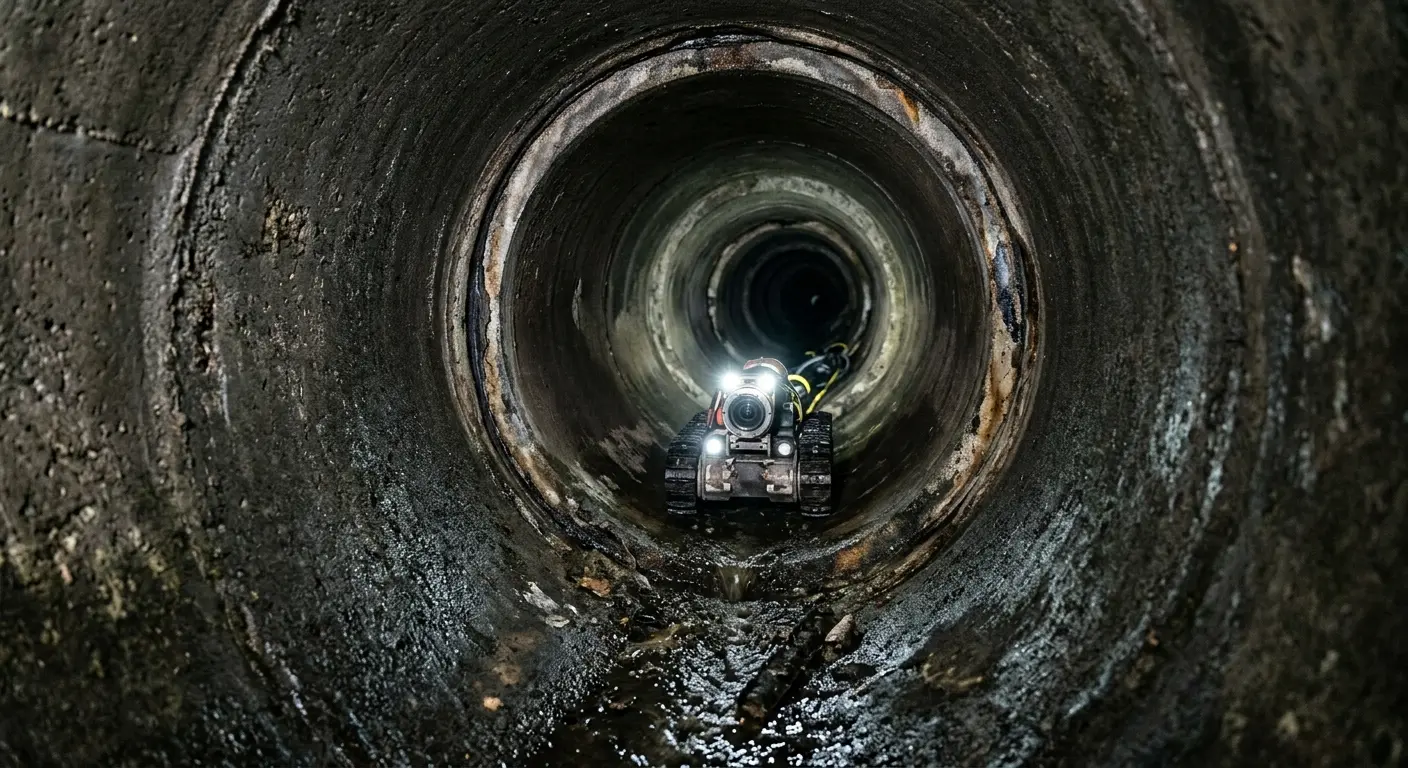 Robotic sewer camera inspecting pipe interior for Sewer Line Repair in Valley Center